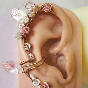 Ear Cuff Swarovski Crystal Czech Handmade
